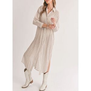 Sadie & Sage, Sands Thin Stripe Outer Layer Duster‎ Shirt NWT
